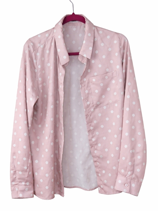 Fashion Nova Tops - Fashion Nova Pink Polka Dot Button-Up Shirt
